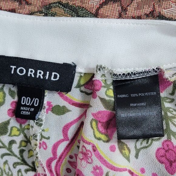 Torrid Kimono 00 Womens M/L Pink Floral Sheer Chiffon Cottagecore Boho Duster - Picture 10 of 11